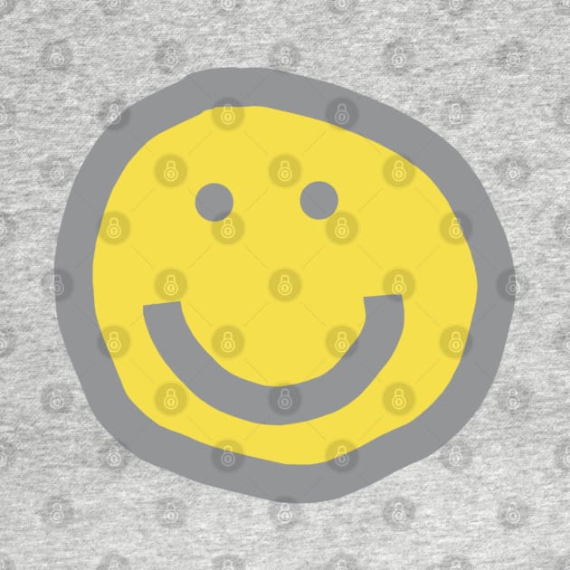 Illuminating Yellow Round Happy Face with Smile by ellenhenryart